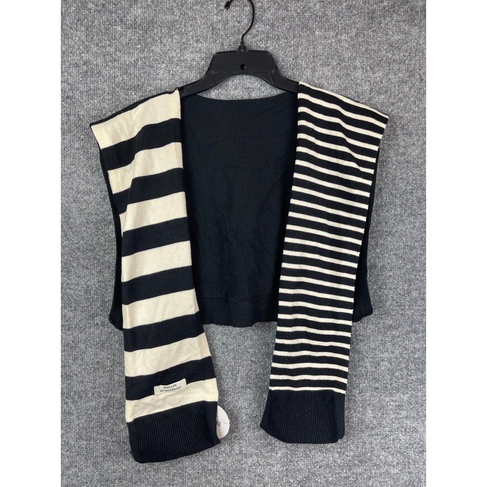 Hilldi Michelle Shawl Women OS Black White New Striped Knit Shoulder Wrap Scarf